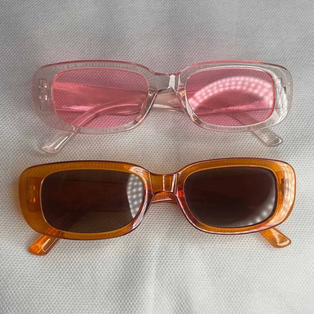 (2) TWO Pair Couples Beach Vacation Sunglasses Orange Black Clear Pink Travel
